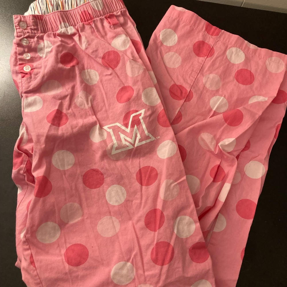 Pink and white Polka dot 100 cotton PJ pants sz Med